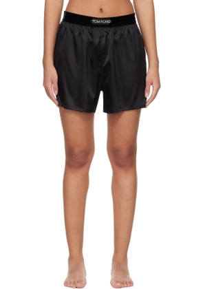TOM FORD Black Stretch Silk Satin Boxer Shorts