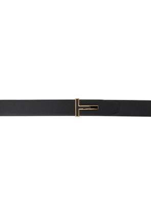 TOM FORD Black Grain Leather Insert Buckle T Belt