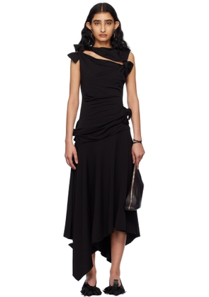 Acne Studios Black Tie-Up Midi Dress
