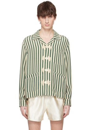 Bode Green & Off-White Soda Stripe Trillium Shirt