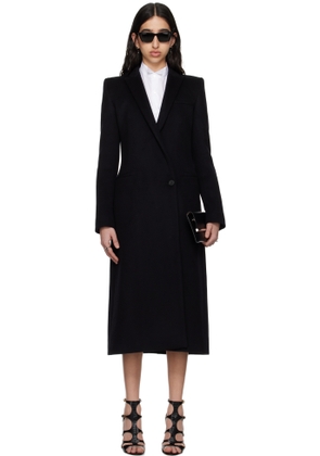 McQueen Black Stacked Shoulder Tailored Coat