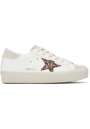 Golden Goose White & Beige Hi Star Sneakers