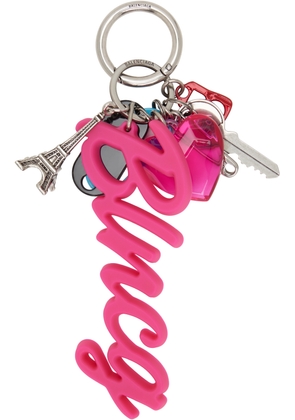 Balenciaga Pink & Silver Charm Hourglass Soft Big Souvenirs Keychain