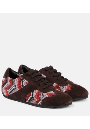 Missoni Lame-trimmed suede sneakers