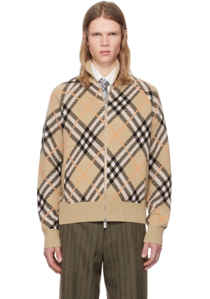 Burberry Beige Check Wool Mohair Blend Jacket