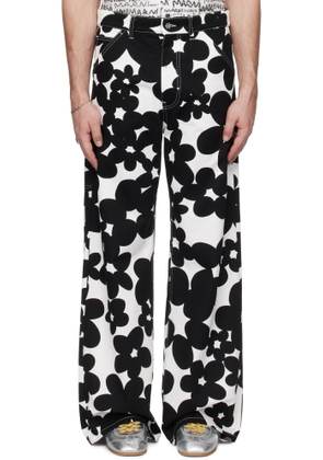 Marni Black & White Dillies Print Cargo Pants