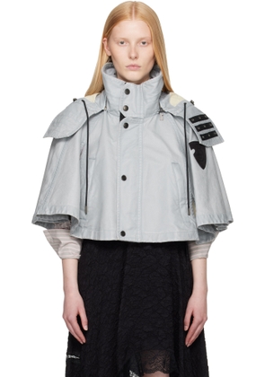 Burberry Blue Bleached Cotton Hooded Capelet Jacket