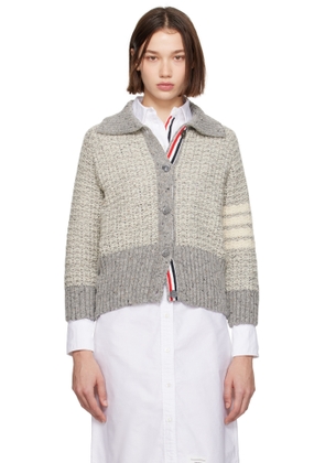 Thom Browne Gray Tuck Stitch 4-Bar Raglan Cardigan