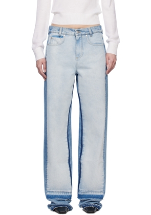 Stella McCartney Blue Contrast Panel Straight Leg Jeans