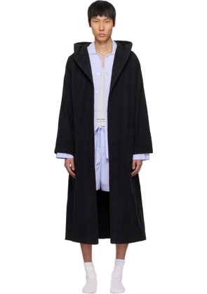 Tekla Black Terry Hooded Bathrobe