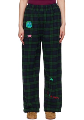 Kids Worldwide Navy & Green Universe Plaid Lounge Pants