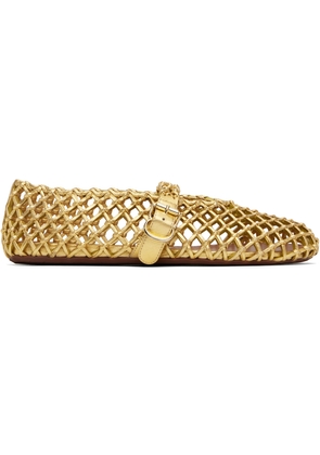 ALAÏA Gold Braided Goatskin Ballerina Flats