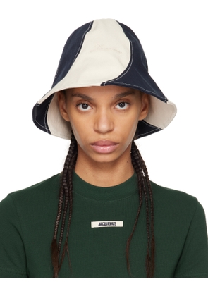 JACQUEMUS Off-White & Navy 'Le Bob Gelato' Bucket Hat