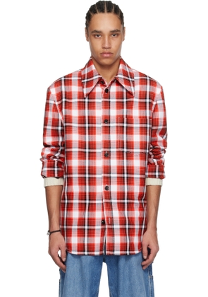 Bottega Veneta Red & White Structured Cotton Check Jacket
