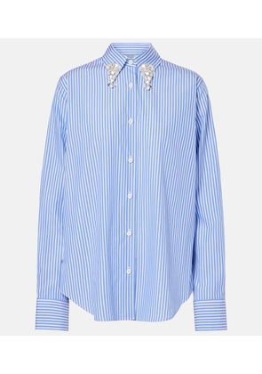 Prada Embellished striped cotton poplin shirt