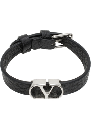 Valentino Garavani Black VLogo Signature Grainy Calfskin Bracelet