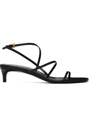 KHAITE Black Loop Kitten Heel Heeled Sandals
