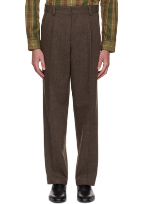 Hugo Brown Modern-Fit Wool Trousers