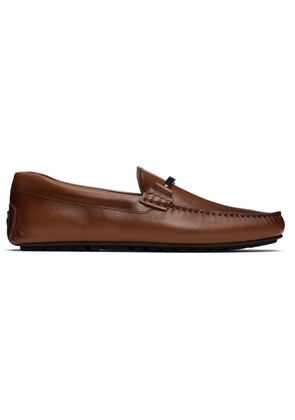 BOSS Brown Logo Faux-Leather Loafers