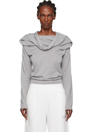 MM6 Maison Margiela Gray Wool Jersey Long-Sleeved Top