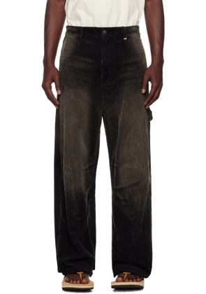 We11done Black Vintage Wash Corduroy Trousers