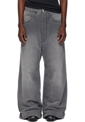 LU'U DAN Gray Wadded Jeans