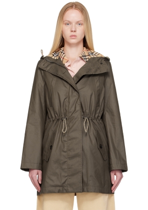 Burberry Khaki Coated Gabardine Parka
