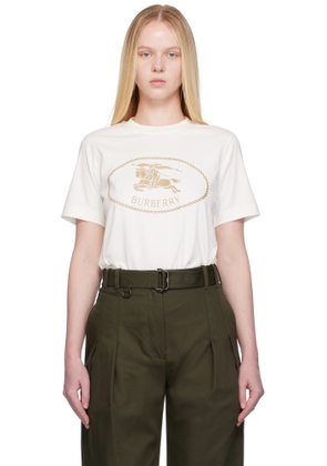 Burberry Off-White Knight Stamp Cotton T-shirt