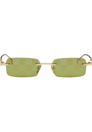 Gucci Gold Rectangular Frame Sunglasses