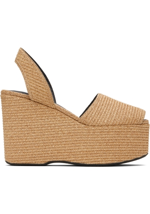 ALAÏA Beige Wedge Paper Straw Heeled Sandals
