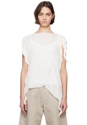 ISSEY MIYAKE White Wrinkled & Twisted Blouse