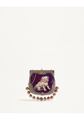 Valentino Garavani Valentino Garavani Nellcote Fairytales Velvet Clutch With Le Chien De La Maison Embroidery Woman PURPLE/MULTICOLOUR UNI