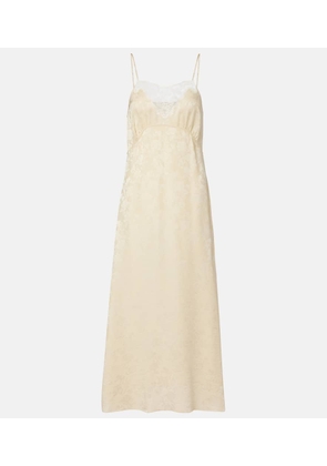 Chloe Jacquard lace-trimmed silk midi dress
