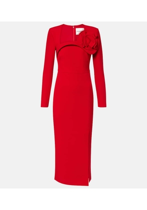 Roland Mouret Floral-applique crepe midi dress