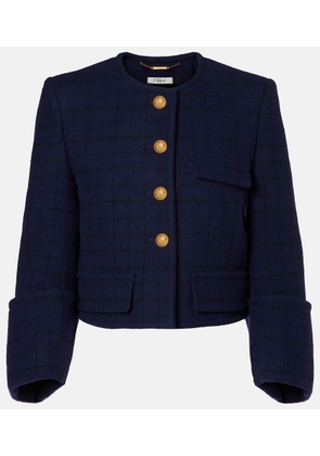 Chloe Checked cropped wool-blend jacket