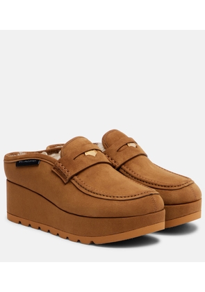 Stella McCartney Sneak-Elyse faux suede wedge mules