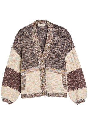 Free People Isabella Colourblock Knitted Cardigan - Brown - L (UK16-UK18 / L)
