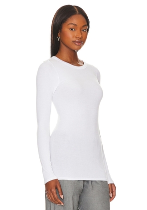 Enza Costa Silk Knit Long Sleeve Crew in White. Size L. Also in M, S, XL, XS.