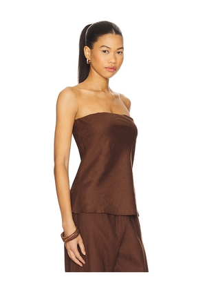 DONNI. x REVOLVE The Linen Tube Top in Brown. Size L. Also in M, S, XL.