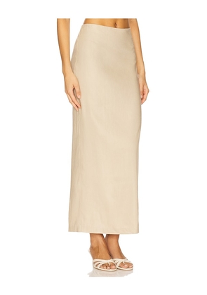 Camila Coelho Delanie Midi Skirt in Beige. Size L. Also in M, S, XL, XS.