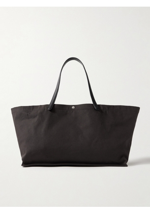 The Row - Idaho Xl Leather-trimmed Cotton-canvas Tote - Brown - One size