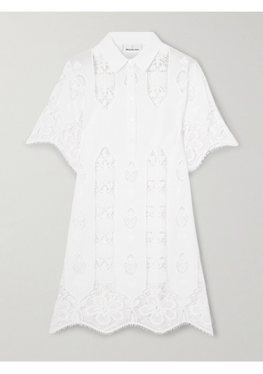 Miguelina - Elle Lace And Embroidered Cotton-voile Mini Dress - White - x small,small,medium,large