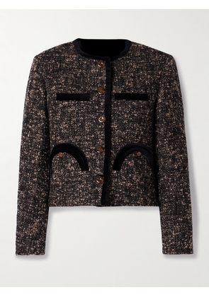 BLAZÉ Milano - Katara Shamo Velvet-trimmed Bouclé-tweed Jacket - Brown - 00,1,2,3,4