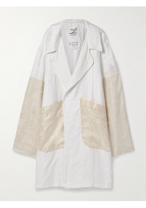Thank You Have A Good Day - Summer Duster Paneled Linen-jacquard Coat - White - One size