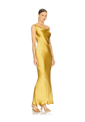 Norma Kamali Maria Drop Shoulder Gown in Metallic Gold. Size L. Also in M, S, XL, XS, XXS.