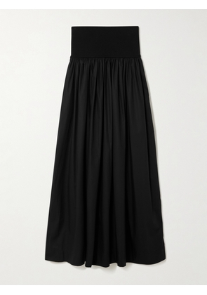 ESSE Studios - Gathered Organic Cotton-poplin And Stretch-knit Maxi Skirt - Brown - UK 6,UK 8,UK 10,UK 12,UK 14