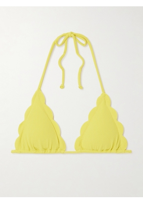 Marysia - Broadway Scalloped Seersucker Triangle Bikini Top - Yellow - x small,small,medium,large
