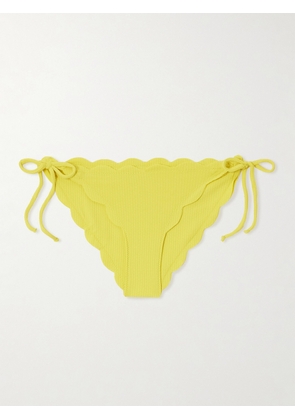 Marysia - Mott Scalloped Seersucker Bikini Briefs - Yellow - x small,small,medium,large