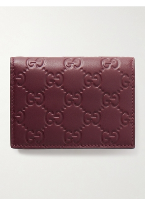 Gucci - Gg Emblem Mini Debossed Leather Wallet - Burgundy - One size