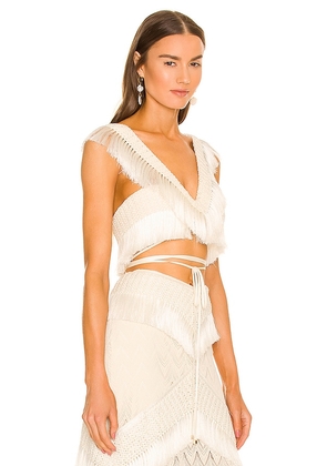 PatBO Samba Fringe Trim Cropped Top in Ivory. Size 10. Also in 8.